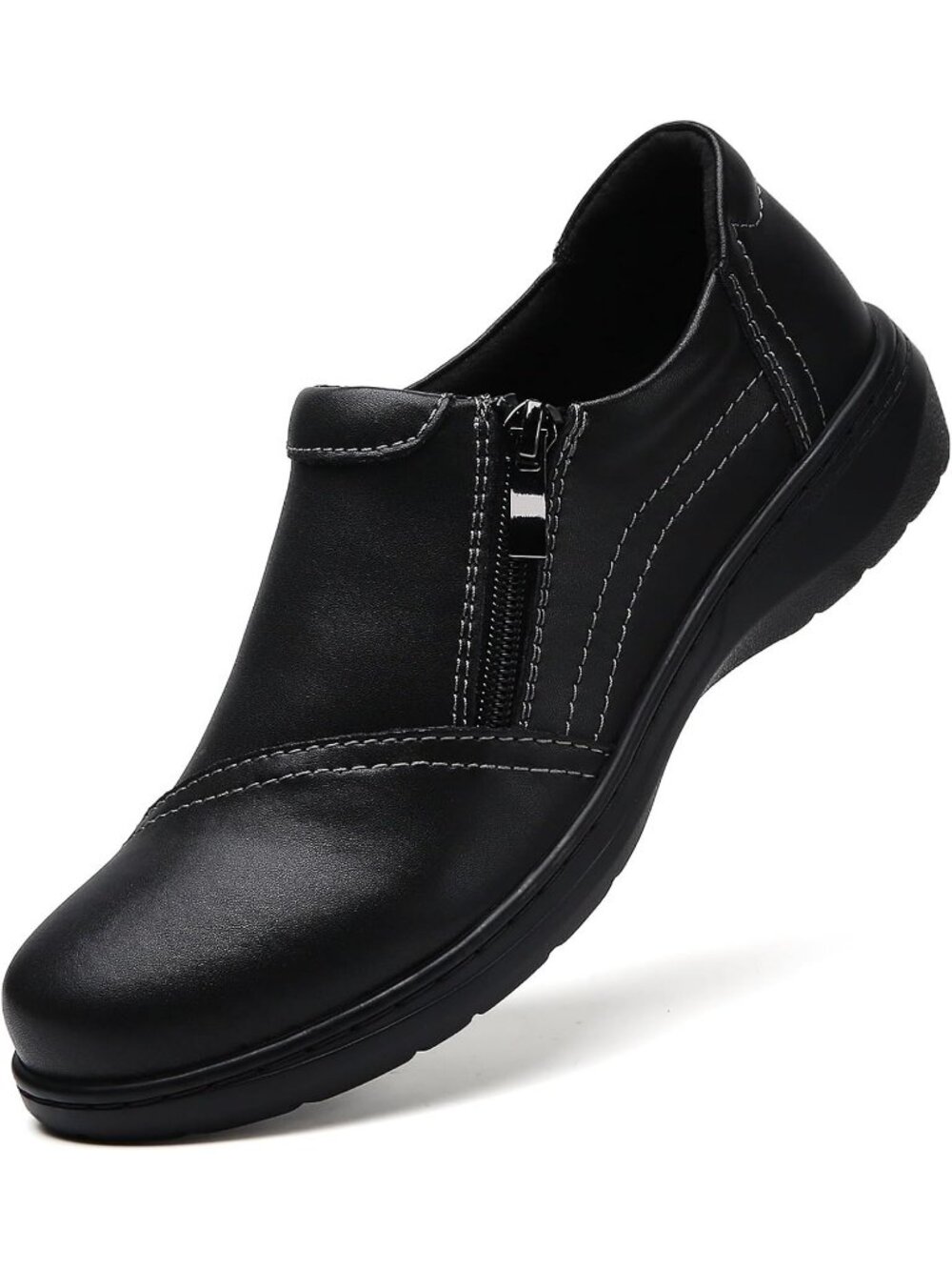 Women's Black Lightweight Comfort Orthopedic Slip-On Casual Walking Loafer Shoes